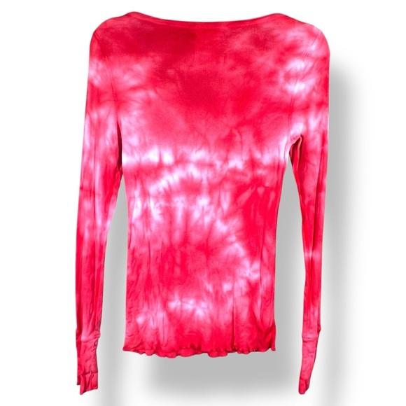 Helmut Lang Tie-Dye Scoop Neck Long Sleeve 100% Cotton Women's Small Red - Picture 6 of 12